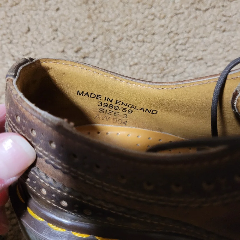 Dr. Marten's Brown Yellow Stitch Smooth Leather Brogue Shoes, size 3